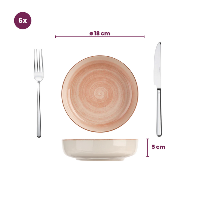 Cosy & Trendy Diepe Borden Baltic Peach ø 18 cm - 6 stuks