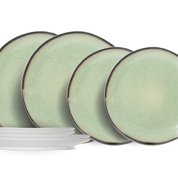 Cosy & Trendy Serviesset | Bordenset Fez Groen - 8-delig | 4 personen - 4 dinerborden en 4 ontbijtborden