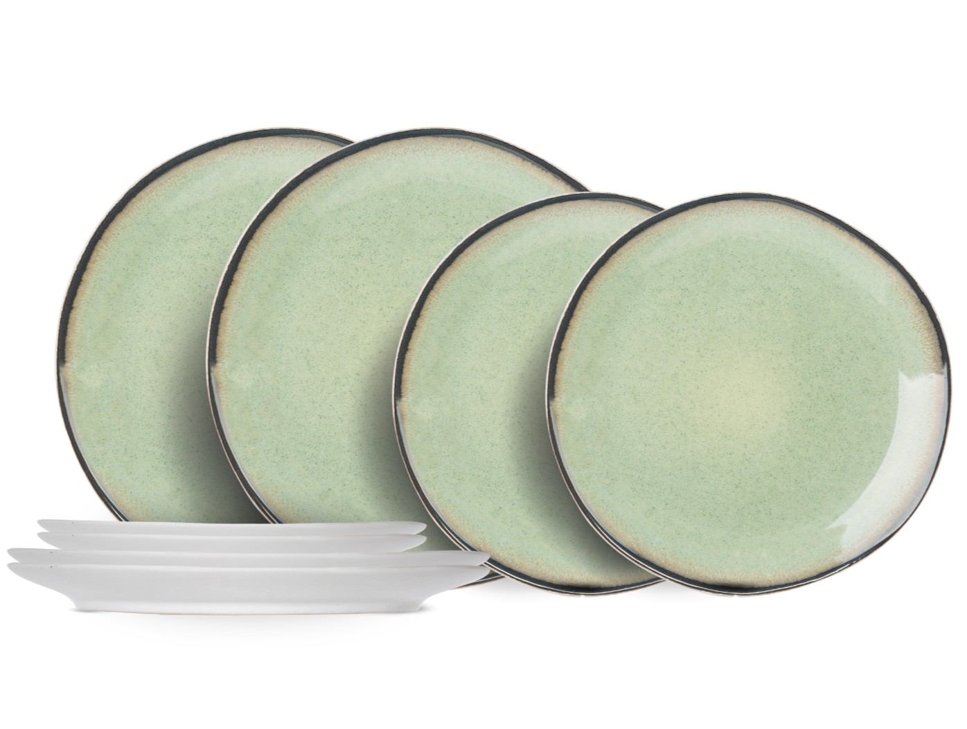 Cosy & Trendy Serviesset | Bordenset Fez Groen - 8-delig | 4 personen - 4 dinerborden en 4 ontbijtborden