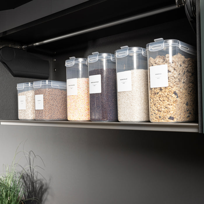 XIVADA Voorraadpot Ella - 2,5L - 192 stickers - Transparant - 4 stuks