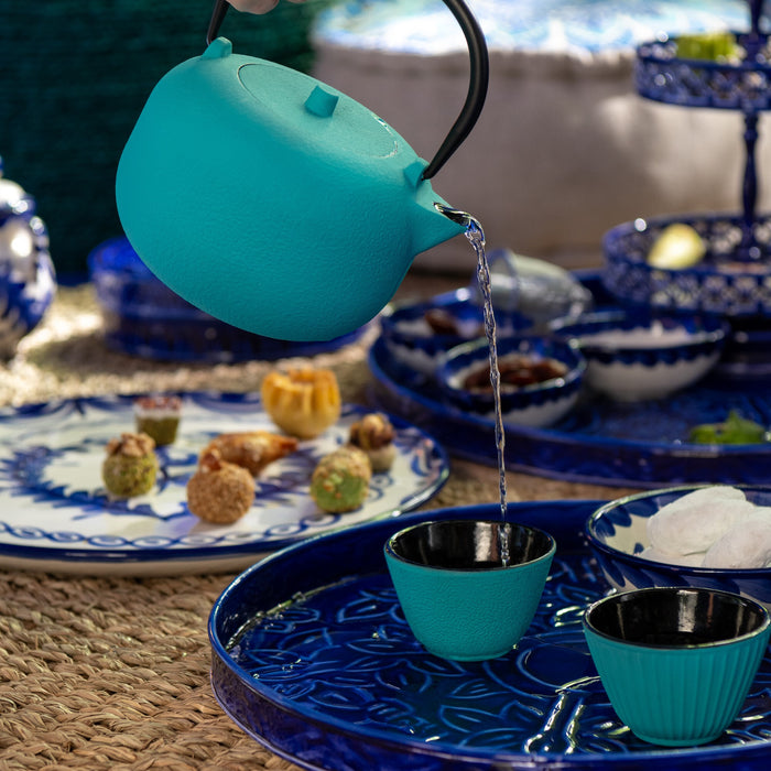 J-Line theepot - metaal - lichtblauw - 2 stuks