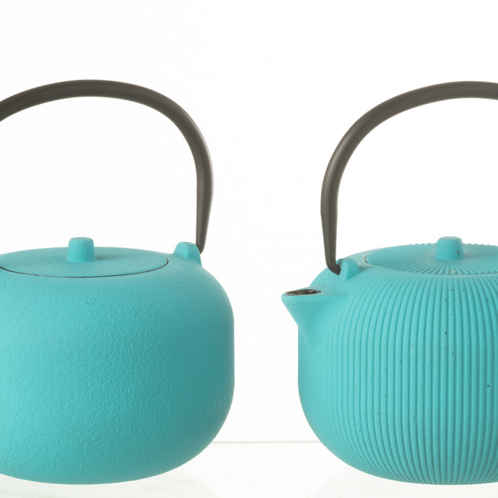 J-Line theepot - metaal - lichtblauw - 2 stuks