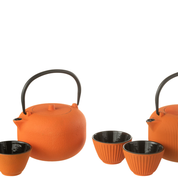 J-Line theepot - metaal - oranje - 2 stuks