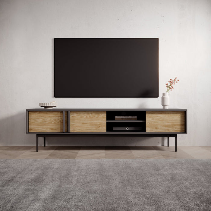 Meubella - Antigo - TV-Meubel - Eiken|Antraciet - 163 cm