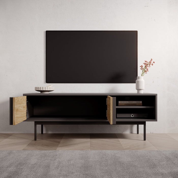 Meubella - Antigo - TV-Meubel - Eiken|Antraciet - 123 cm