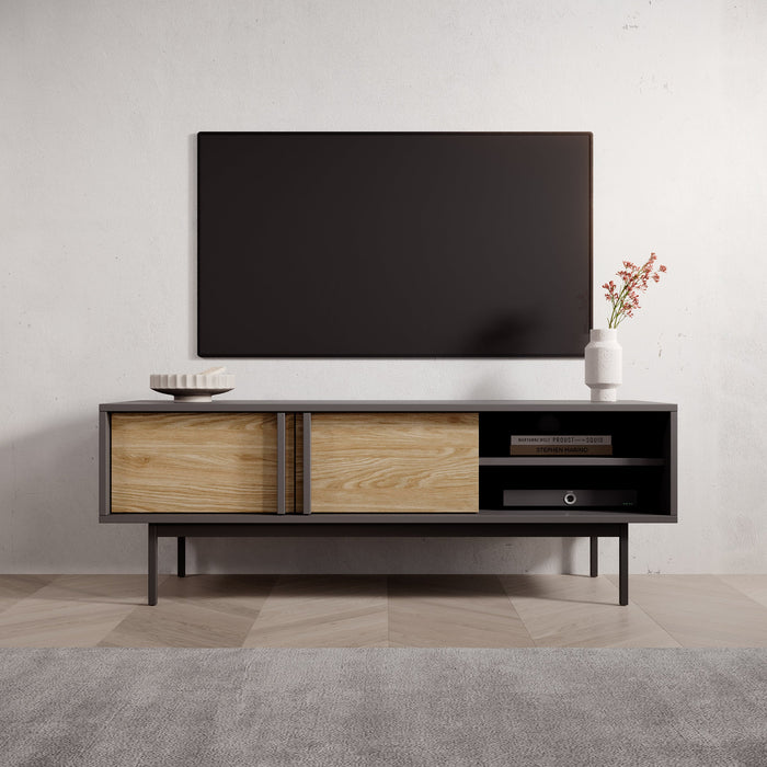 Meubella - Antigo - TV-Meubel - Eiken|Antraciet - 123 cm