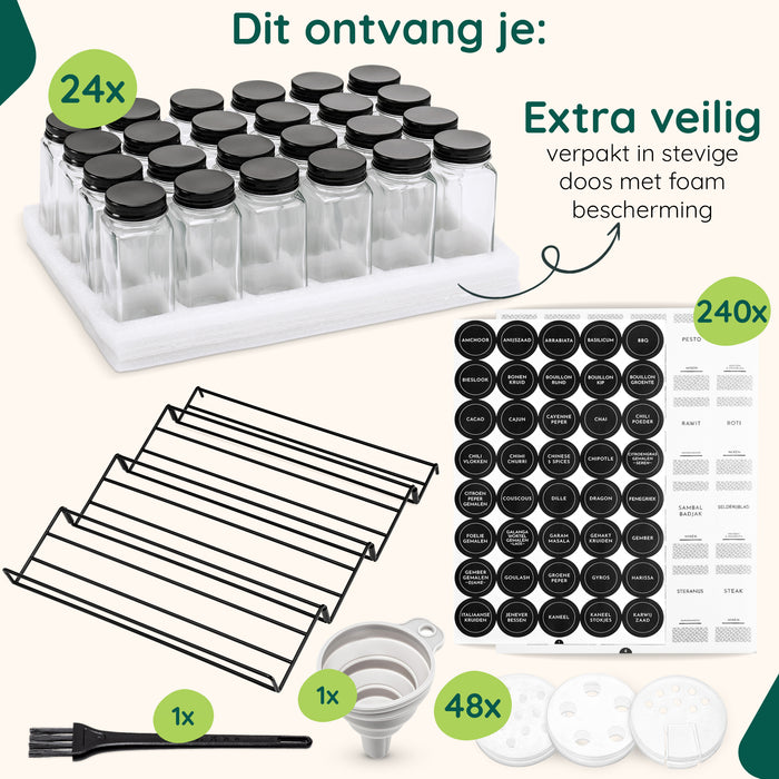 XIVADA Kruidenrek lade met 24 kruidenpotjes - 240 kruidenlabels