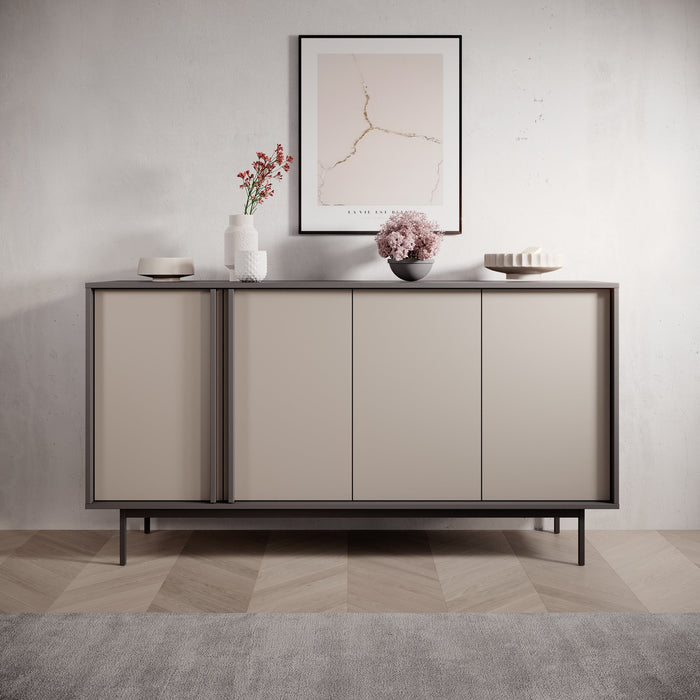 Meubella - Antigo - Dressoir - Beige|Antraciet - 163x43x87 cm