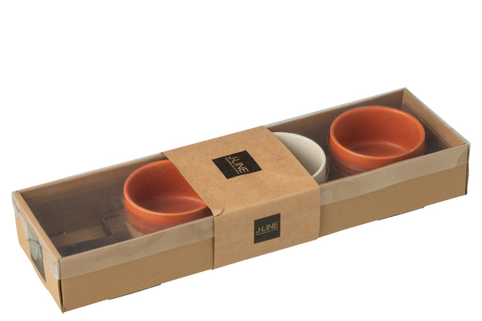 J-Line tapasplank 3 kommen + bambouschaal In Doos - keramiek