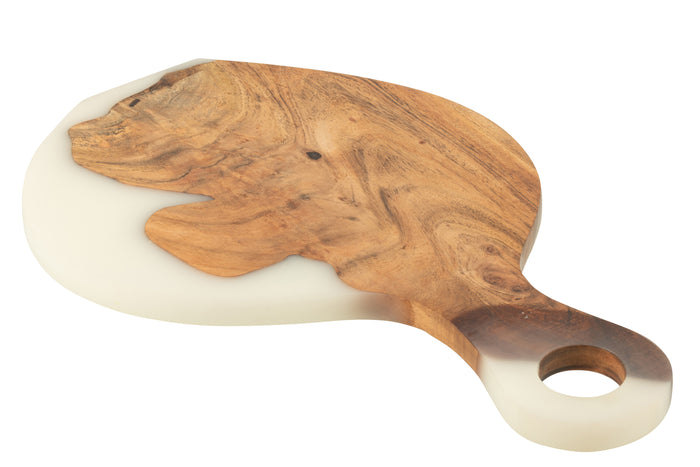 J-Line snijplank Modern - hout|epoxyhars - naturel|wit