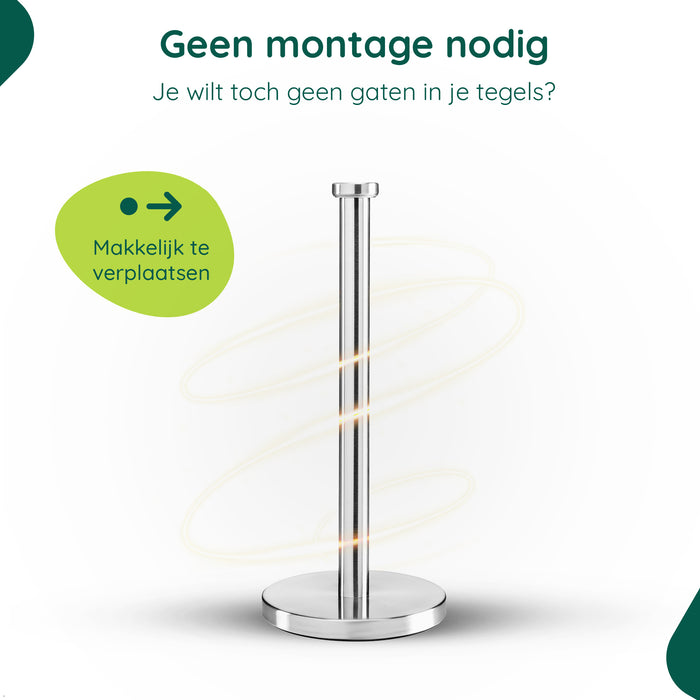 XIVADA Reserverolhouder Lotis - Vrijstaand - Voor 3 wc rollen - Zilver