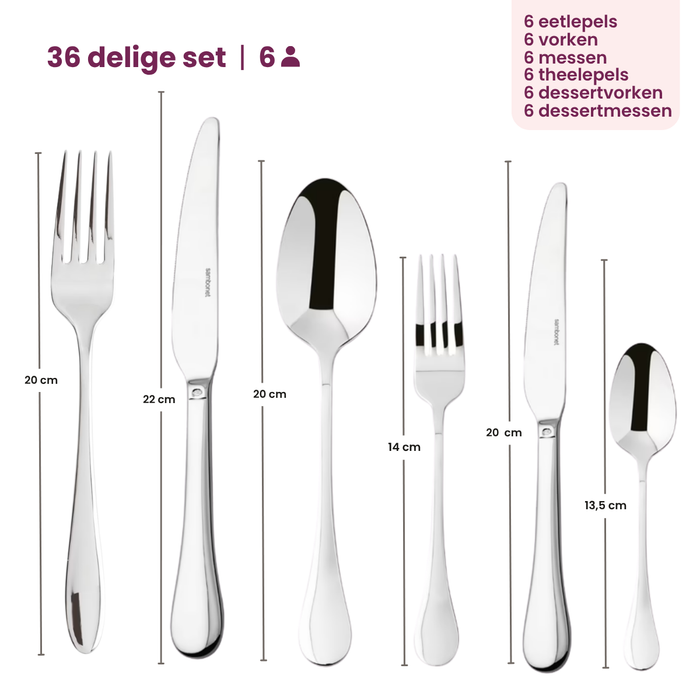 Sambonet Bestekset Bloom - Antique RVS - Monoblock - 36 delig | 6 personen