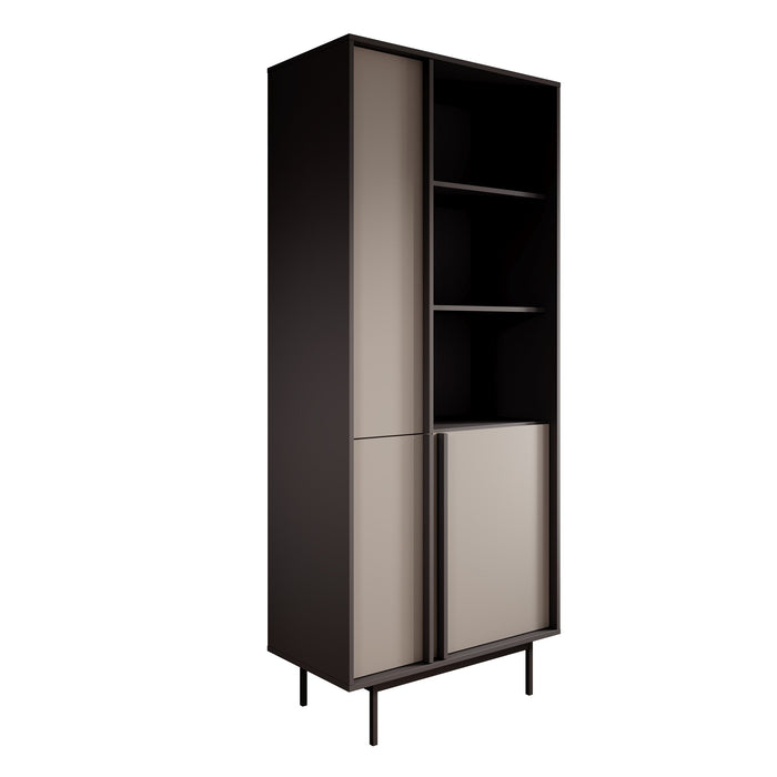 Meubella - Antigo - Boekenkast - Beige|Antraciet - 83x43x195 cm