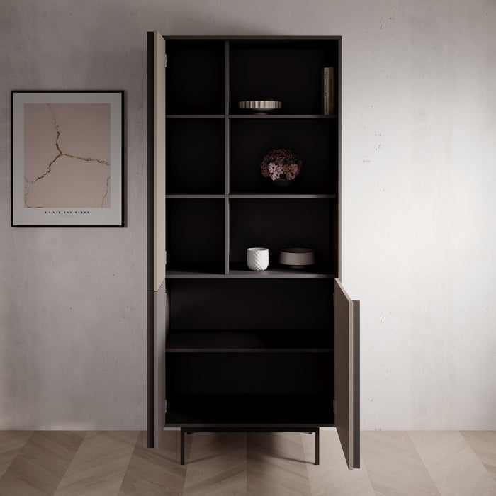 Meubella - Antigo - Boekenkast - Beige|Antraciet - 83x43x195 cm