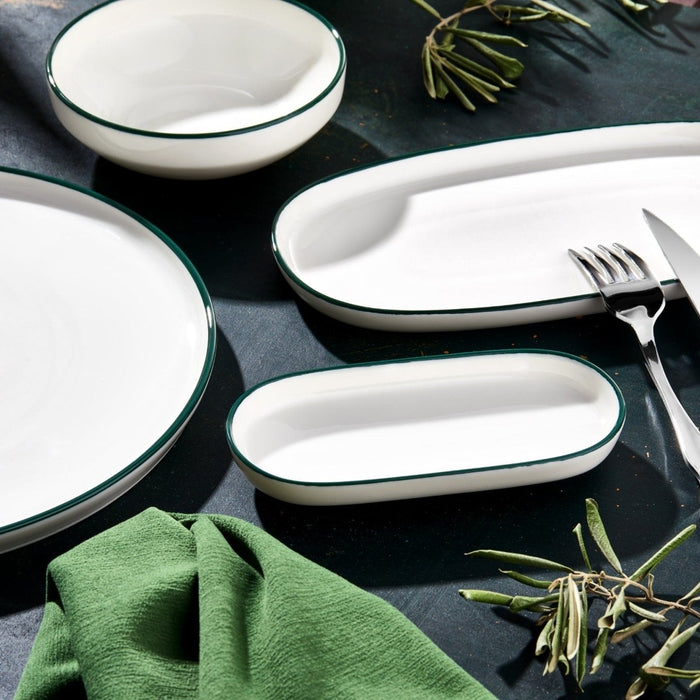 Rinart Kommetje - Green Edge - Porselein - 16 cm (400cc) - set van 6