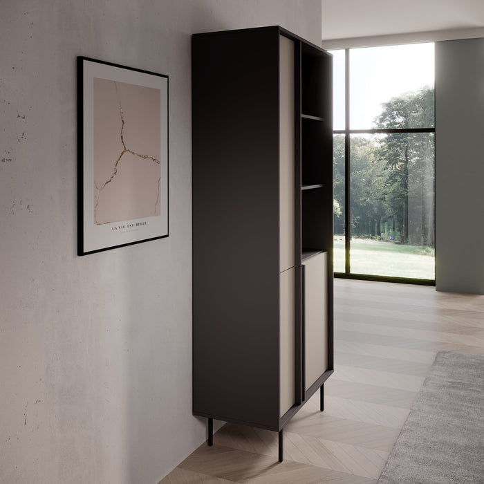 Meubella - Antigo - Boekenkast - Beige|Antraciet - 83x43x195 cm