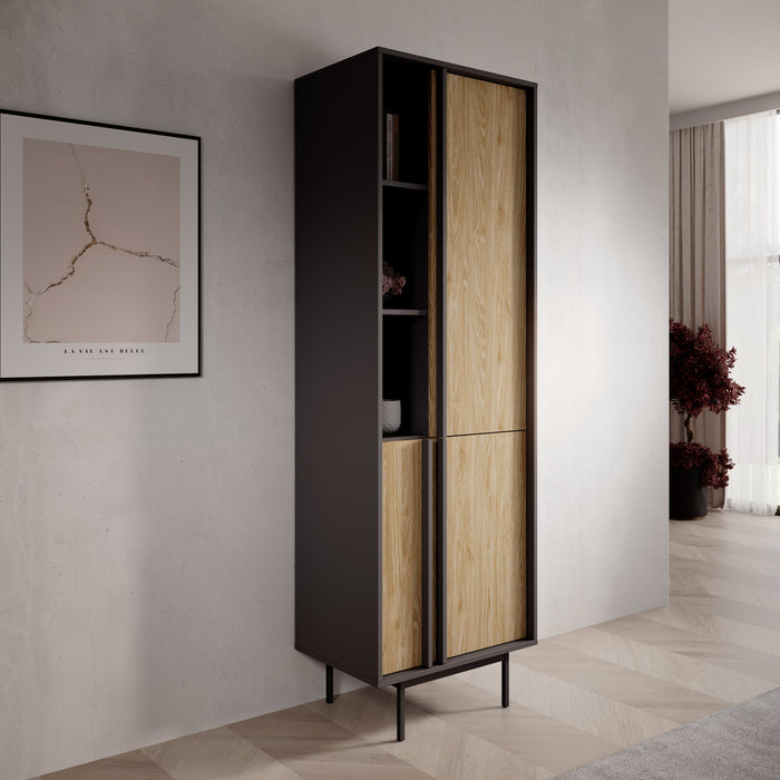 Meubella - Antigo - Boekenkast - Eiken|Antraciet - 63x43x195 cm