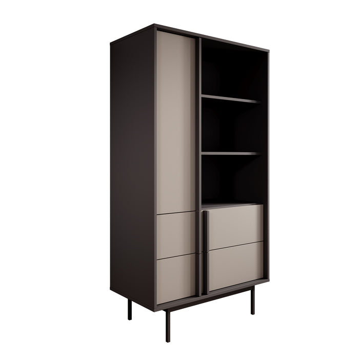 Meubella - Antigo - Boekenkast - Beige|Antraciet - 83x43x155 cm