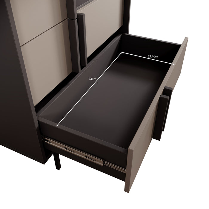 Meubella - Antigo - Boekenkast - Beige|Antraciet - 83x43x155 cm