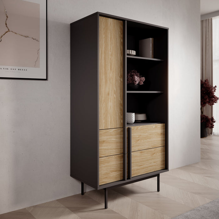 Meubella - Antigo - Boekenkast - Eiken|Antraciet - 83x43x155 cm