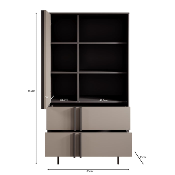 Meubella - Antigo - Boekenkast - Eiken|Antraciet - 83x43x155 cm