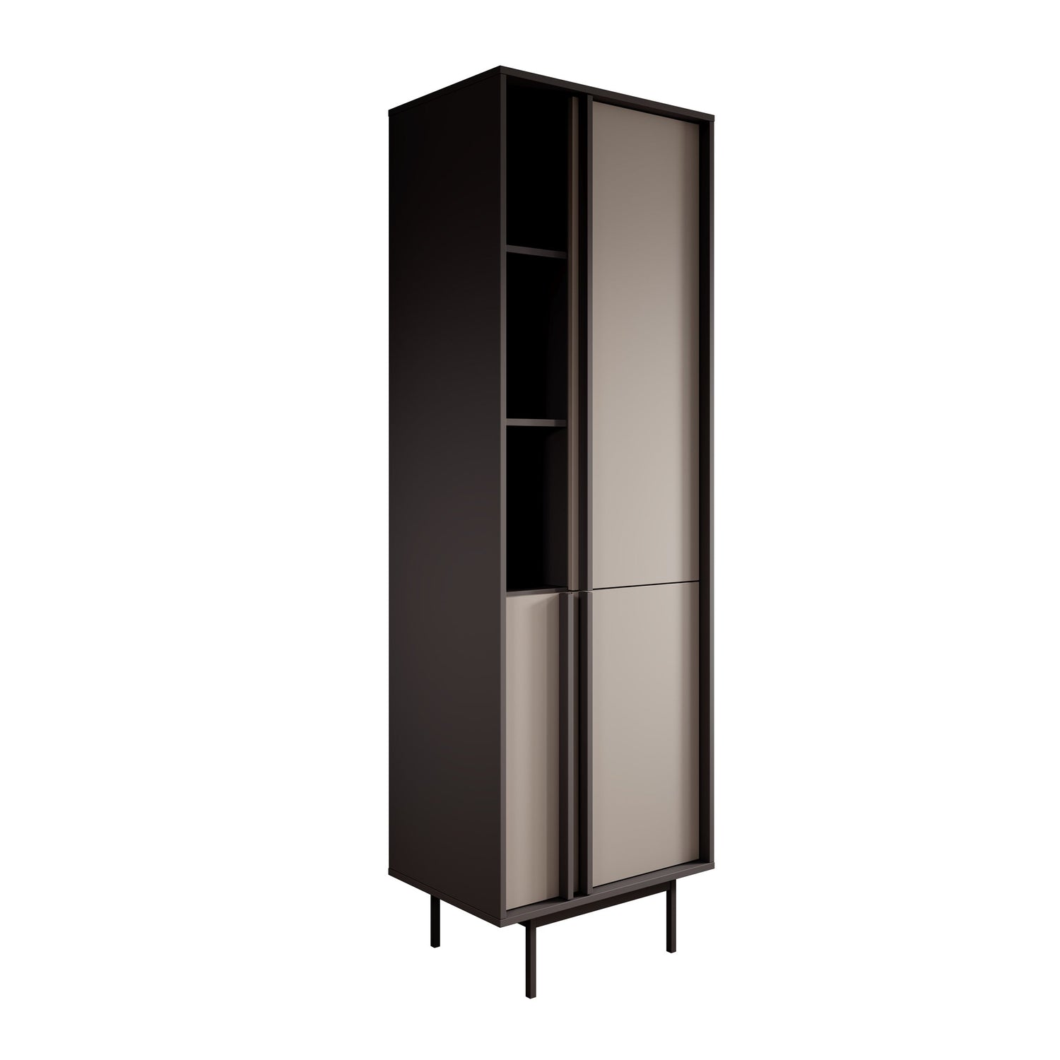 Meubella - Antigo - Boekenkast - Beige|Antraciet - 63x43x195 cm