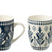 J-Line mok Bladeren - keramiek - blauw|wit - doos van 2