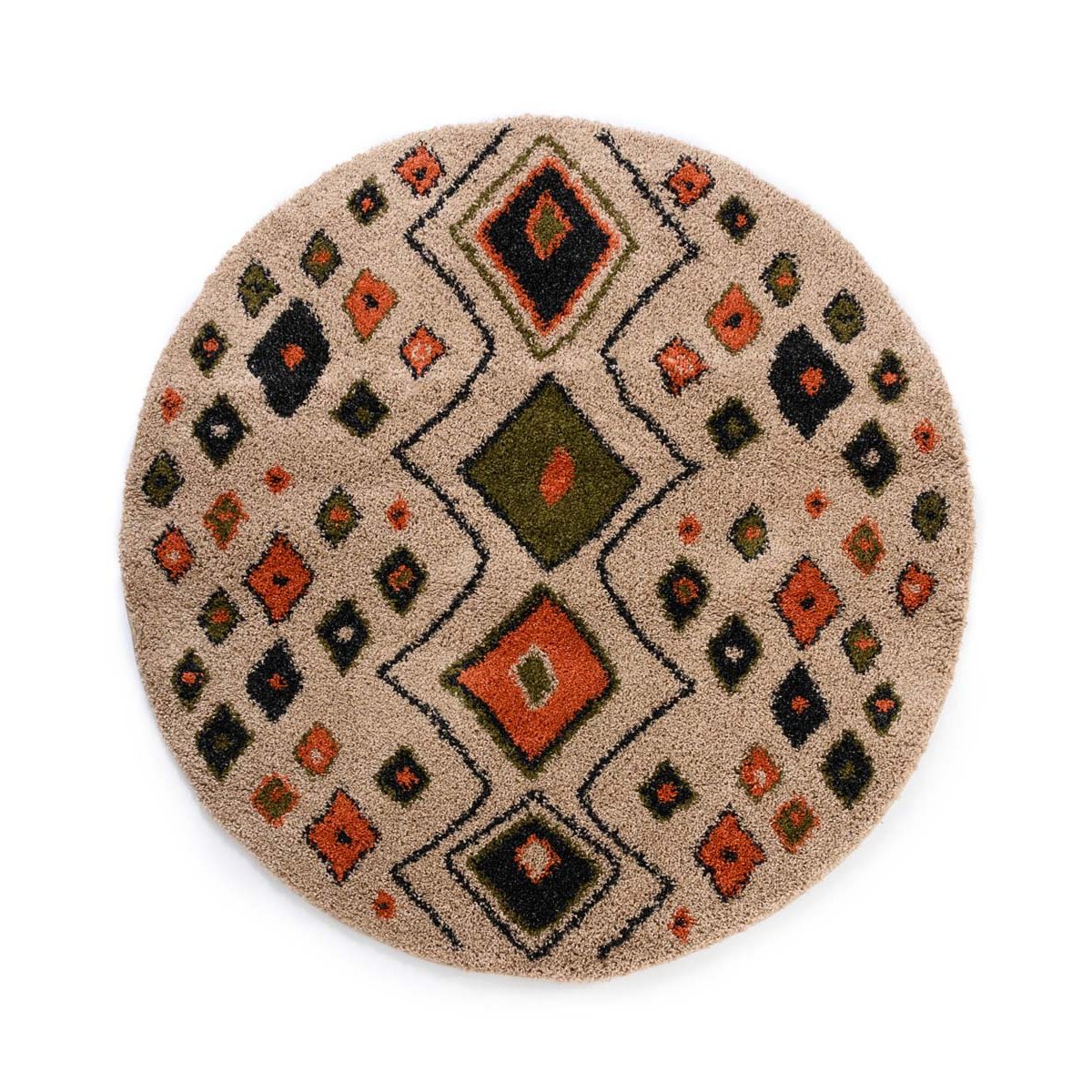 Boho&me Rond hoogpolig vloerkleed bohemian Artisan - beige|multi - 300