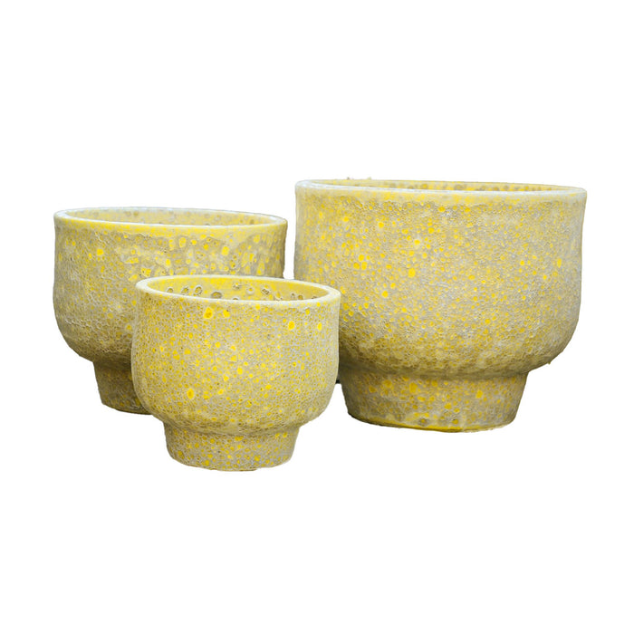 PTMD Sanish Yellow Glazed Ceramic Pot Rough On Foot SV3