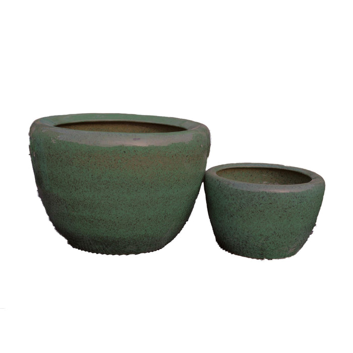 PTMD Madaline Green Glazed Round Ceramic Pot SV2