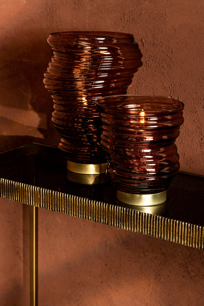 PTMD - Windlicht Lane - Bruin - 16x16x17cm