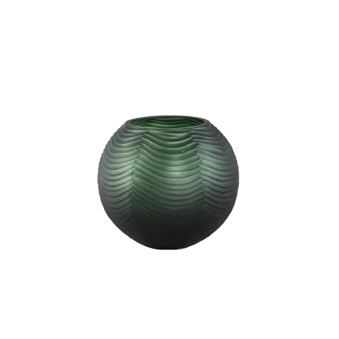PTMD Elichi Green Round Glass Vase Low