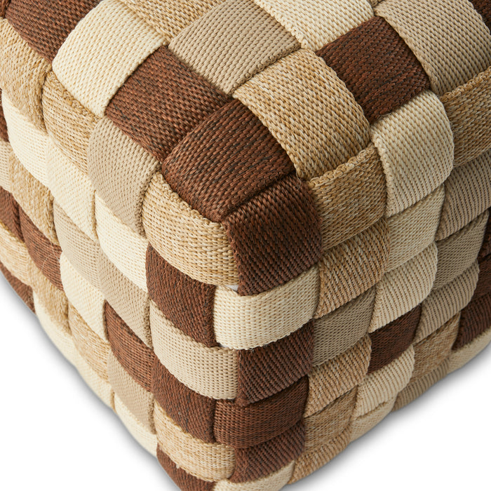 POLSPOTTEN Braided Poef Beige - L