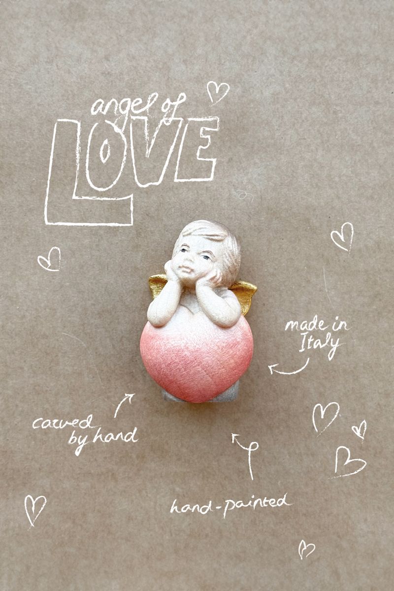 Sissy-Boy Roze houten kerstengel met hart