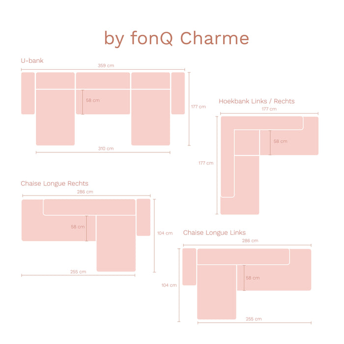 by fonQ Charme Hoekbank Links/Rechts met Slaapfunctie - Chenille - Greige