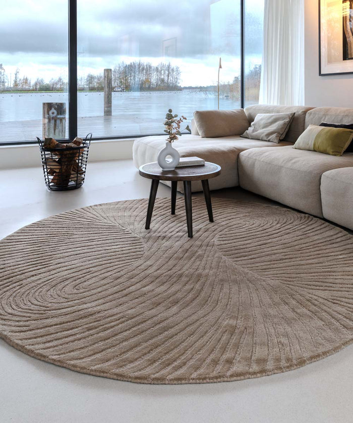 Nordic Weavers Design vloerkleed rond - Balans Tree beige - 150 cm