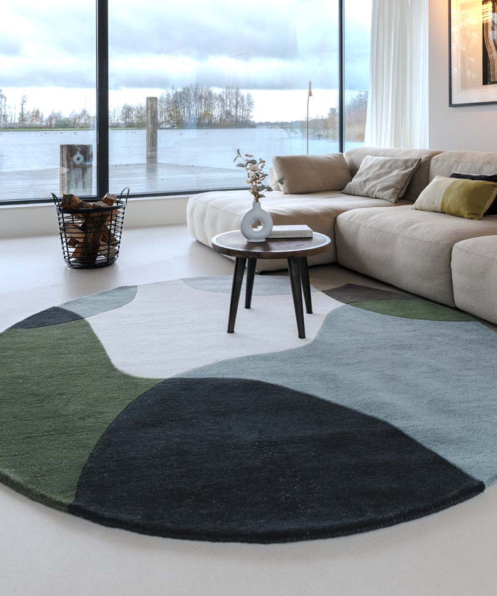 Nordic Weavers Rond wollen vloerkleed - Dune groen - 300 cm