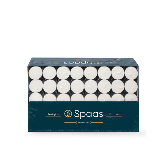 Spaas Theelichten Kaarsen Grootverpakking - Wit - circa 6u - 240 stuks