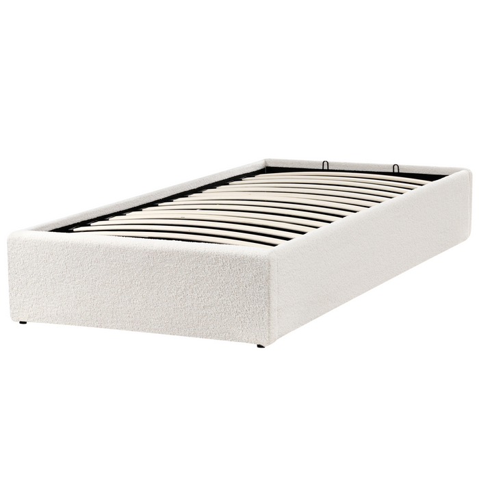 Beliani - DINAN - Eenpersoonsbed - Gebroken wit - 90 x 200 cm - Bouclé