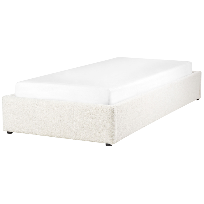 Beliani - DINAN - Eenpersoonsbed - Gebroken wit - 90 x 200 cm - Bouclé