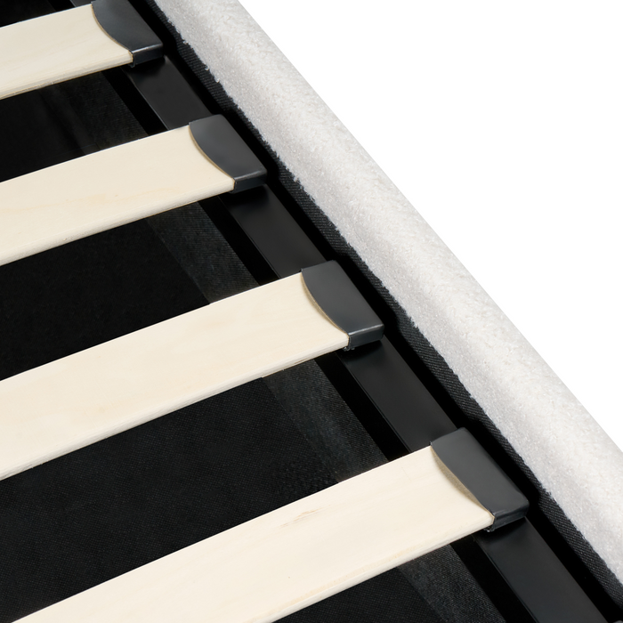 Beliani - DINAN - Eenpersoonsbed - Gebroken wit - 90 x 200 cm - Bouclé