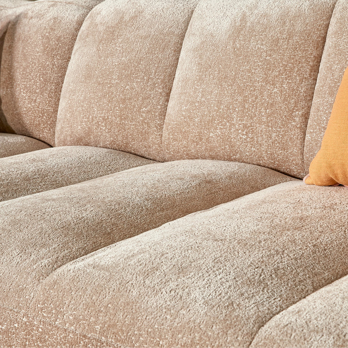 by fonQ Plume 3-zits Hoekbank met Chaise Longue Links - Chenille - Beige