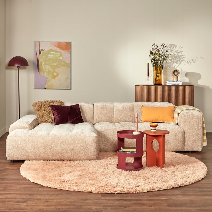 by fonQ Plume 3-zits Hoekbank met Chaise Longue Links - Chenille - Beige