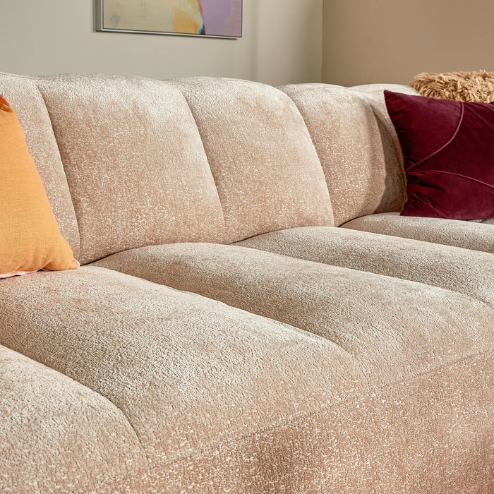 by fonQ Plume 3-zits Hoekbank met Chaise Longue Rechts - Chenille - Beige