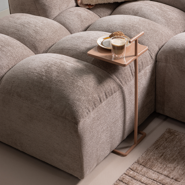 WOOOD Tibas Chaise Longue Hoekbank Links - Geweven Stof - Zand