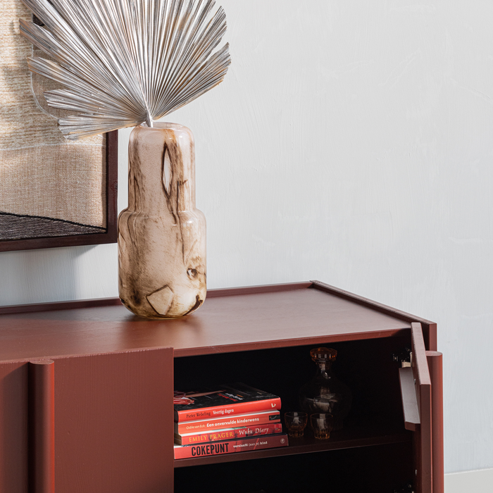 WOOOD Monika Vaas - Handgevormd - Glas - Bruin - 36x16x16