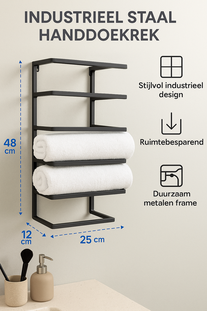 LOFT42 Kick Wandhanddoekenhouder 5 laags - Zwart - Metaal