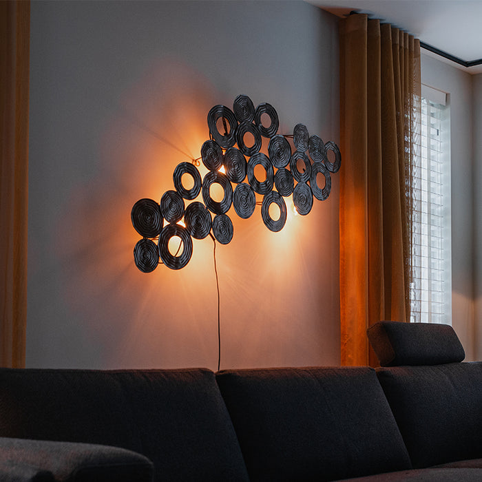 QAZQA Art Deco wandlamp koper 138 cm - Circles