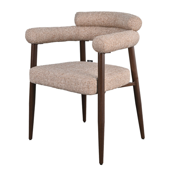 DÉJA Living - Eetkamerstoel Taupe|Walnoot Stof - Lidingö - Set van 2