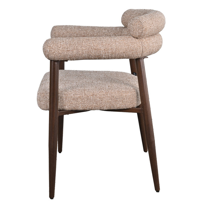 DÉJA Living - Eetkamerstoel Taupe|Walnoot Stof - Lidingö - Set van 2